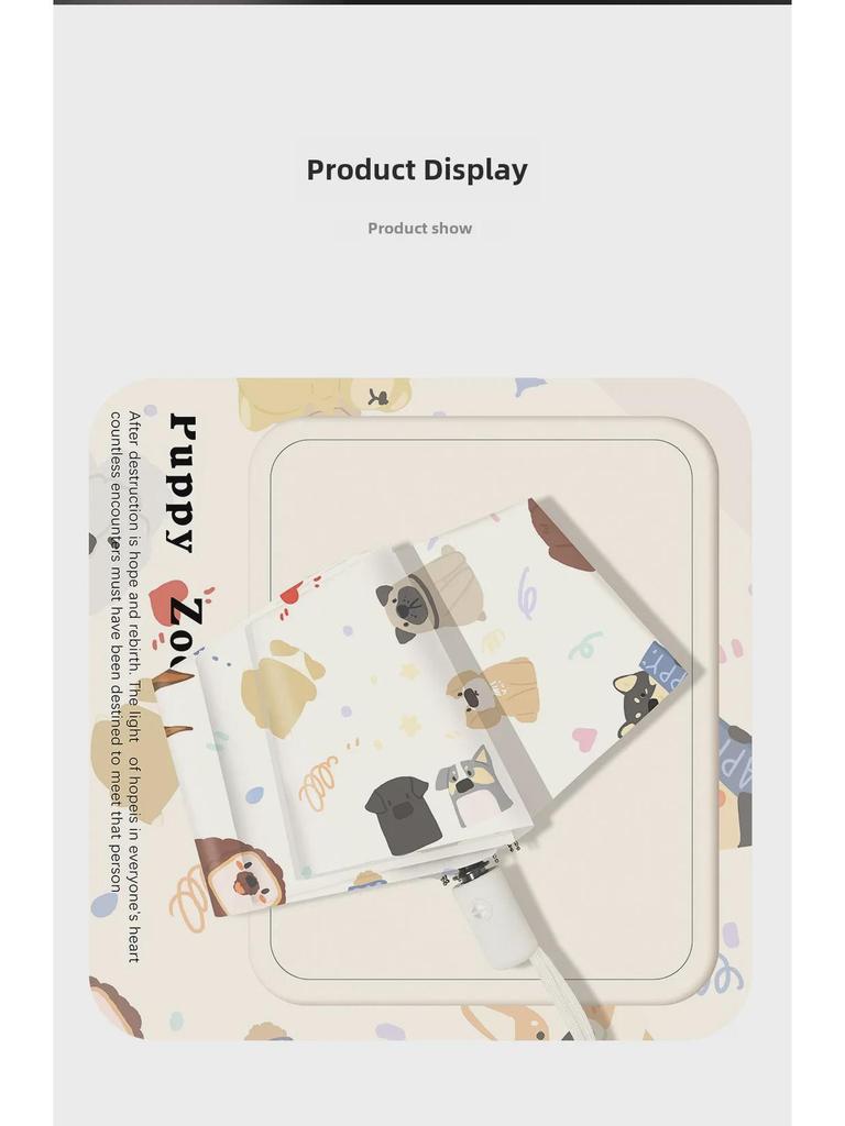 Милый щенок, автоматический женский зонт двойного назначения от солнца и дождя - защита от ультрафиолета, легкий и портативный