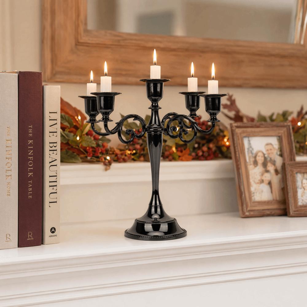 Metal Antique Metal Candle Holder Black Classic Indoor Ornament Restaurant Table Decor