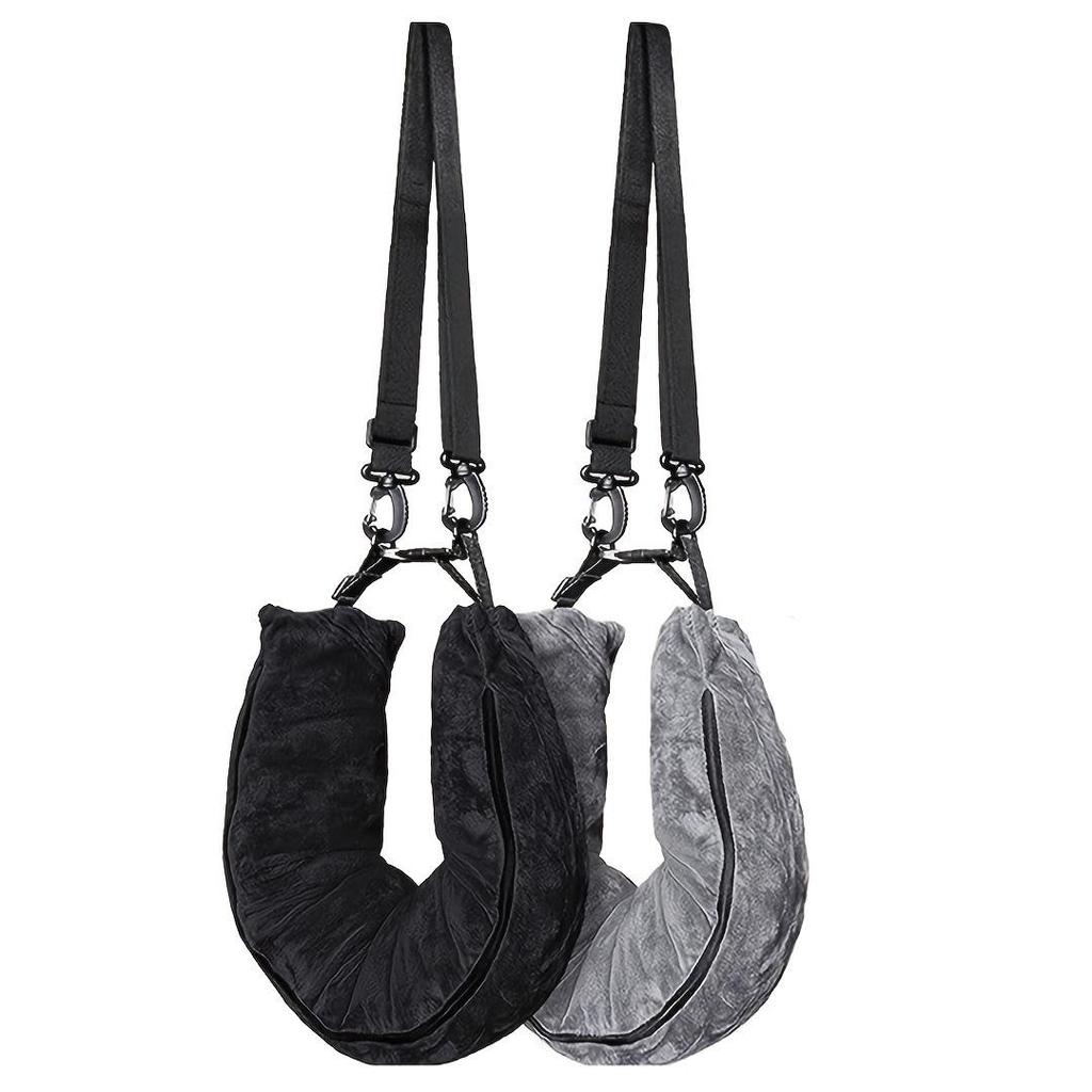 Inflatable Travel Pillow with Storage for Airplane Neck Support