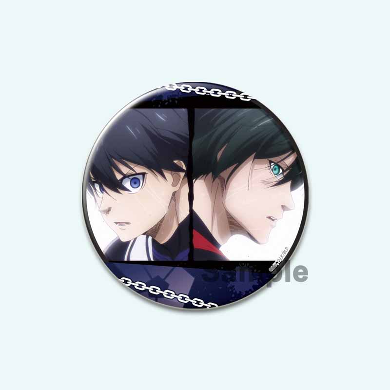 32/44/58 мм синяя брошь с HD-принтом, значок в виде аниме-фигурки из мультфильма Hyoma Chigirl Seishiro Nagi, круглые броши-булавки на лацкан, ювелирные изделия в подарок