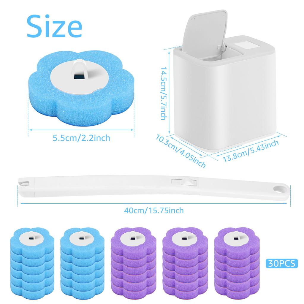 30/36 шт. Туалетная щетка Одноразовая сменная головка Набор для чистки Длинная ручка Настенный Набор инструментов для чистки унитаза Аксессуары для унитаза