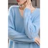 [Вау J-рот шерстяной свитер V-образный вырез вытягивание шерсти Puyuan sweater factory вязаный вытягивание шерсти кашемировый свитер женский