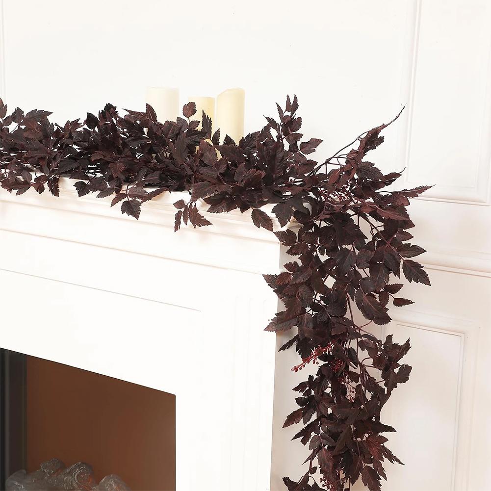 180cm Simulated Maple Leaf Plant Leaf Vine Halloween Autumn Ornament Thanksgiving Decoration Home Wall Hanging Vase Arrangement