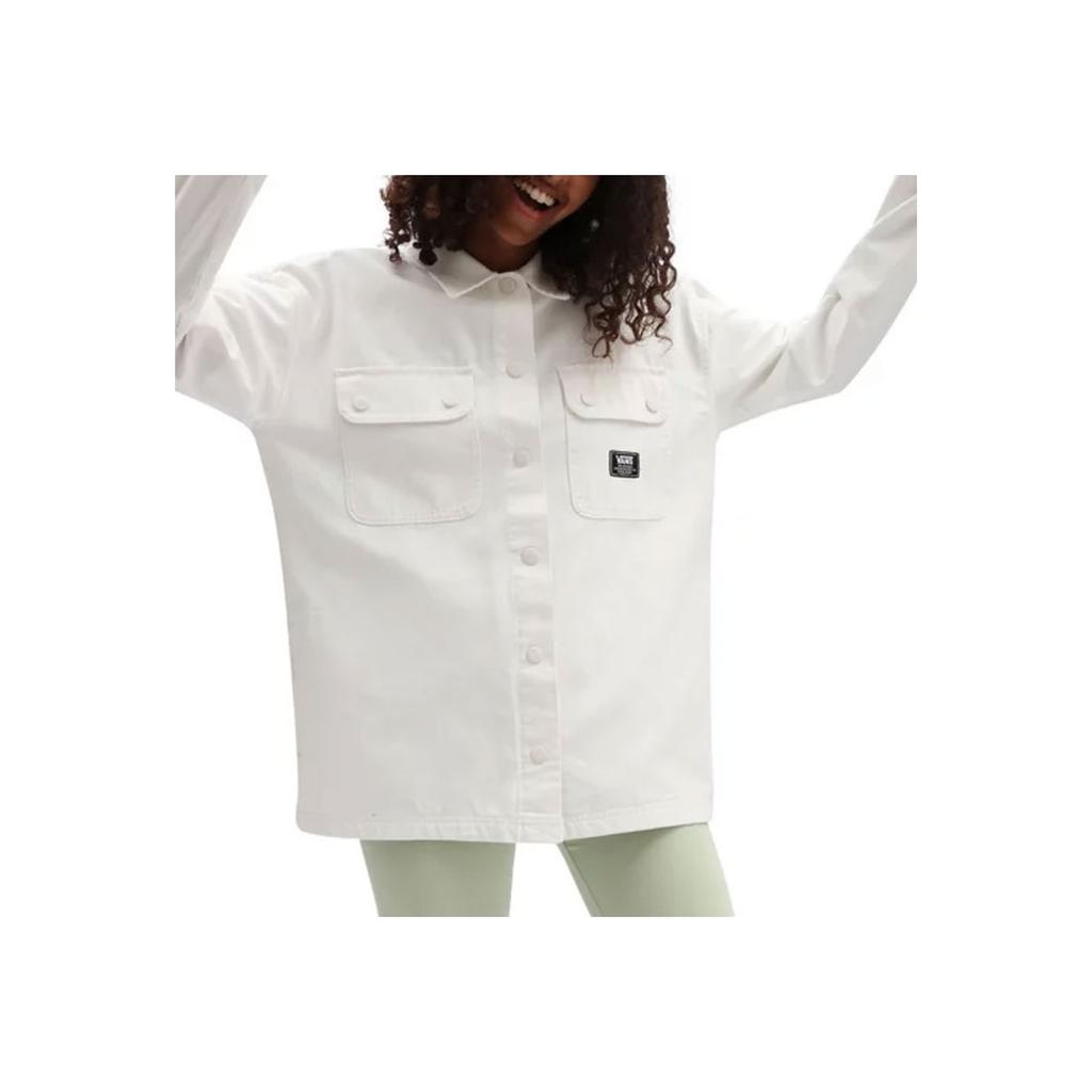Vans Solid Logo Single-Breasted Polo Jacket Women Jackets White VN0A5LLCFS8