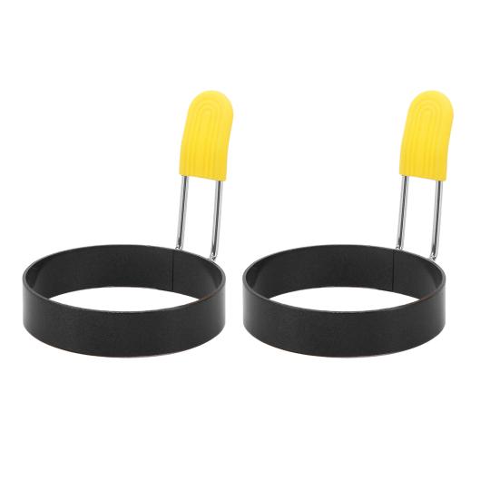 2 шт. нержавеющая сталь кольцо для яиц для жарки яиц и английских кексов антипригарная круглая форма для яиц с ручкой, не допускающей ожогов инструмент для завтрака