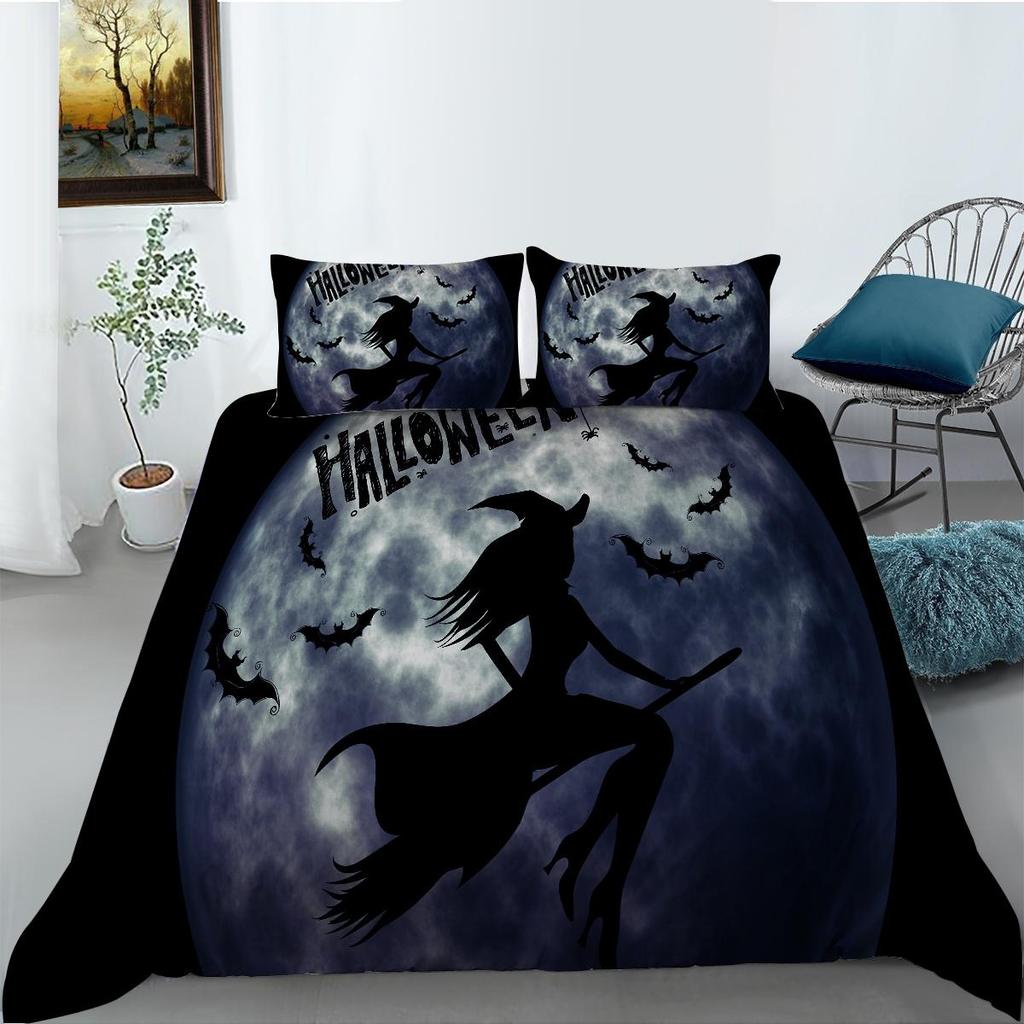 Домашнее постельное белье на Хэллоуин, пододеяльник и наволочка, AU/EU/US, односпальная/двуспальная кровать, полный размер, мягкий удобный пододеяльник, украшение для дома