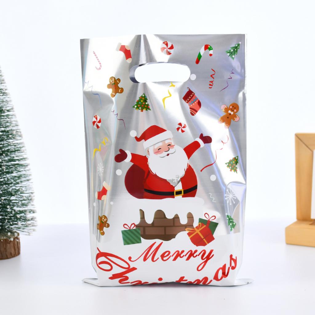 10/30pcs Christmas Gift Bags Cartoon Plastic Candy Cookie Packaging Bag Navidad Decoration for Home Kids New Year Gift