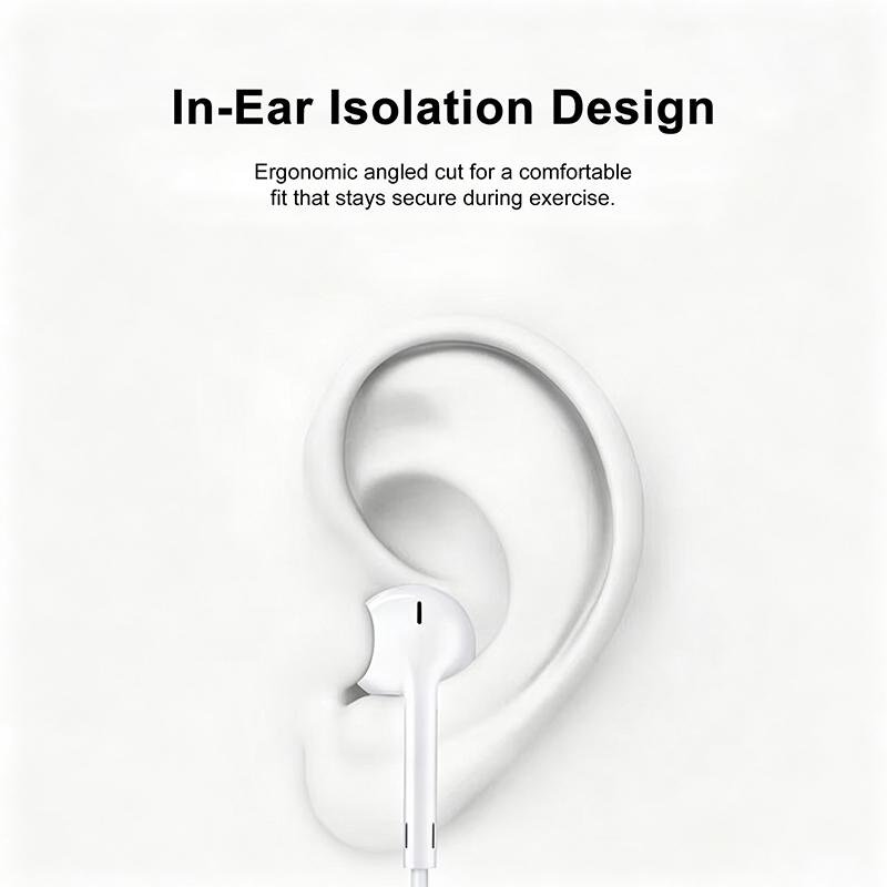 Apple Type C Wired Earphones 3D Surround Sound HiFi Stereo Headphones Built-in Mic In-line Control Half In-ear Earbuds For USB-C Smartphones