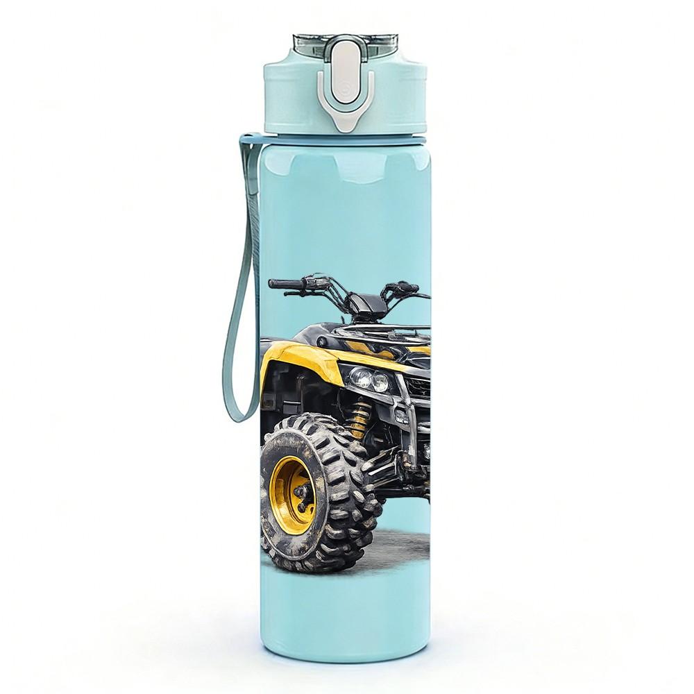 1PC Offroad ATV Quad Bike Vehicle Print 750ml Color Plastic Sports Water Bottle Leakproof Flip Straw Lid Suitable for Sports Office Home Use