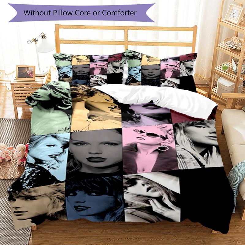 3pcs Taylor Swift Bedding Set Duvet Cover Closure Includes 1 Duvet Cover & 2 Pillowcases, Soft and Comfortable for All Seasons.