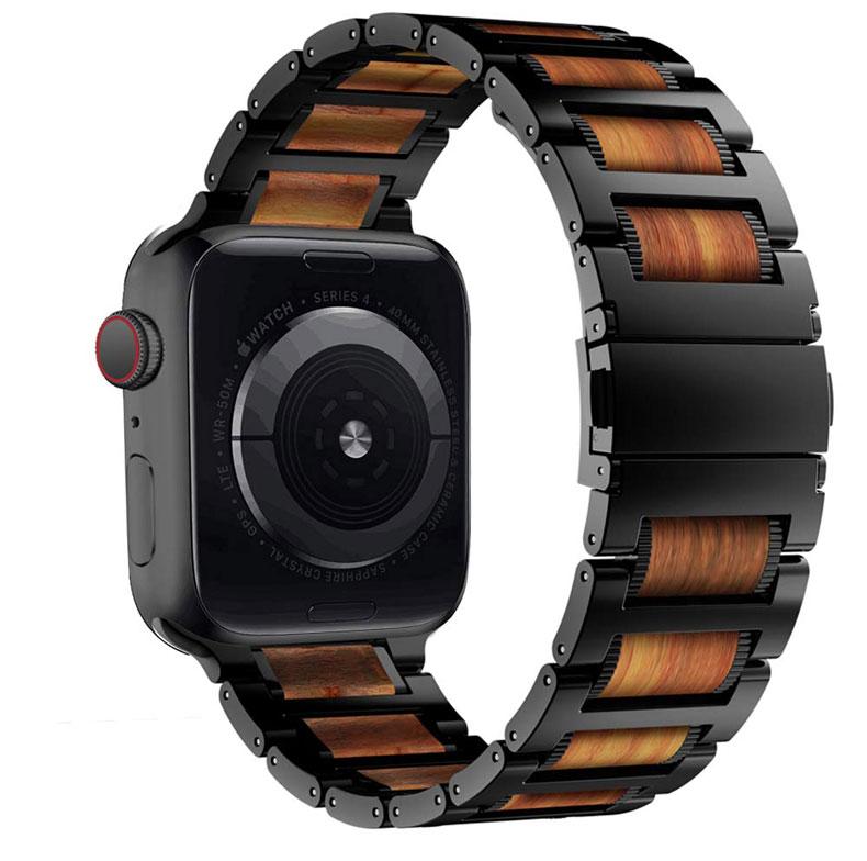 Деревянный+Металлический ремешок для Apple Watch 11 10 46мм 42мм/Ultra 3 2 1 49мм Браслет iWatch Серии 9 8 7 6 5 4 SE 44мм 45мм 41 40мм Ремешок