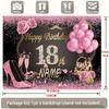 Фон для 18-летия с именем, на заказ, розовые шары и розы