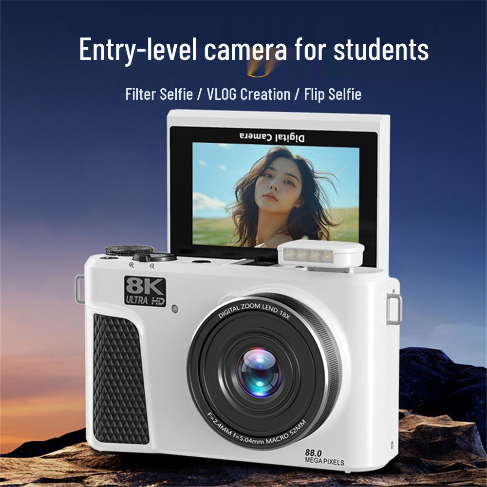 Ultra-Clear 8K Mirrorless Camera with Flip Screen, WiFi, Selfie Mode, and Beauty Features