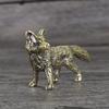 Solid Brass Fox Figurines Miniatures Desk Ornaments Tea Pet Crafts Retro Small Animal Statue