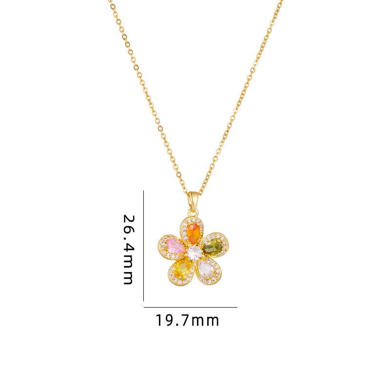 Trendy Zircon Butterfly Flower Pendant Necklace Stainless Steel High Grade Geometric Jewelry Party Gifts For Women Girls