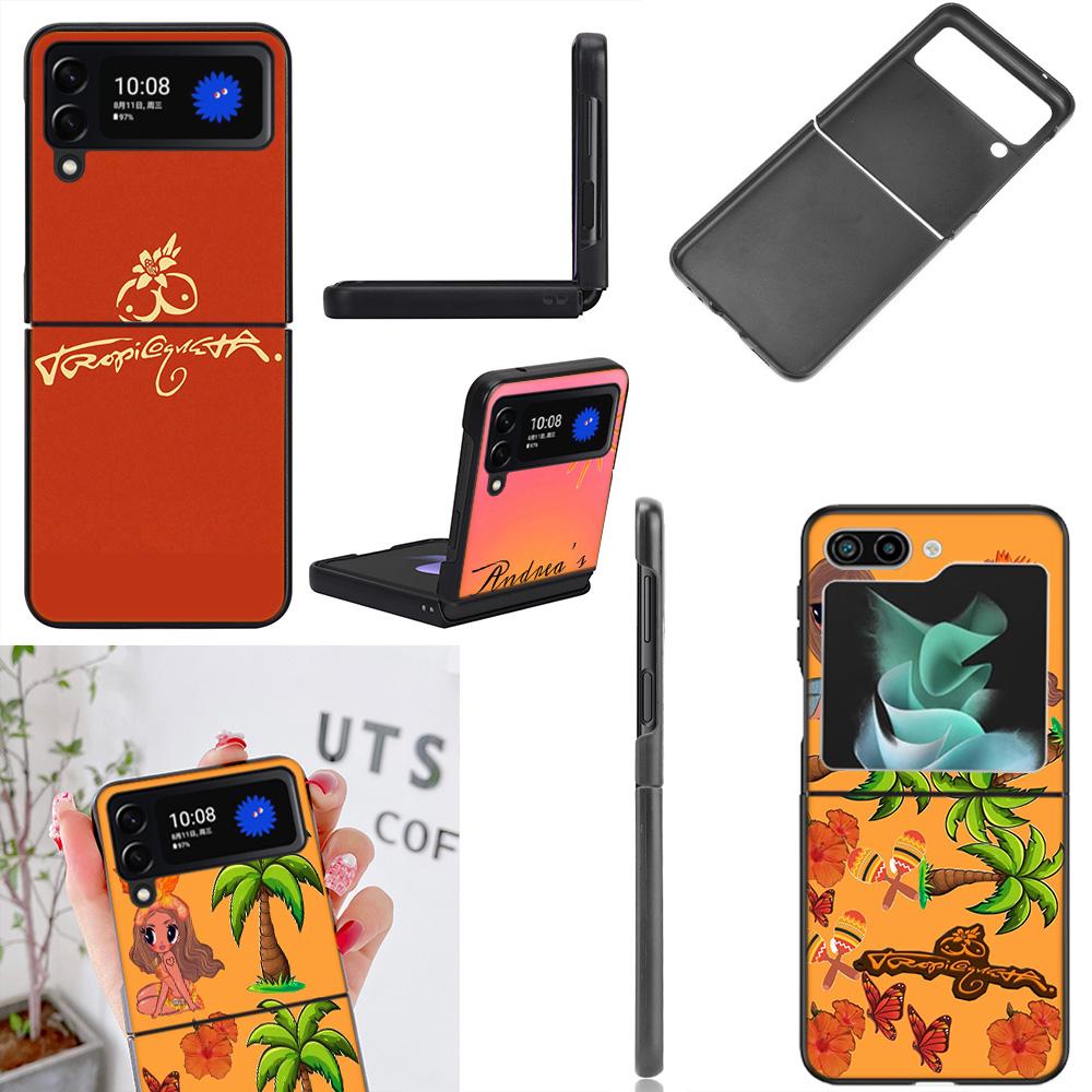 K-Karol G Tropicoqueta Phone Case For Samsung Z Flip 7 6 5G Galaxy Z Flip4 Z Flip5 Z Flip3 Coque Black Hard PC Shell Protective