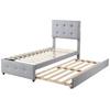 Bedroom Furniture 90 X 200 Upholstered Bed with Pull-out Bed Adjustable Headboard Double Bed Pull-out Cot Retractable Guest Sponge-filled