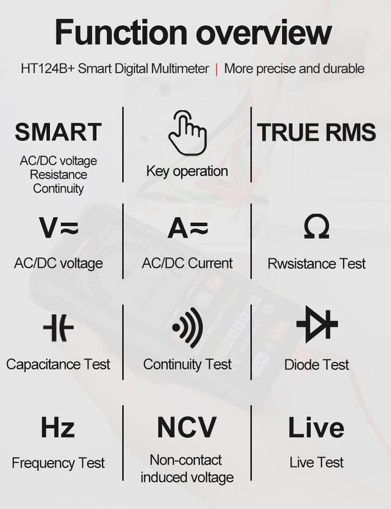 Цифровой мультиметр HT124A+/B+: Высокоточный вольтметр для домашнего использования