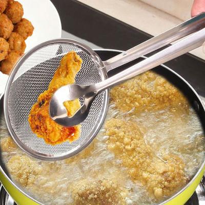 Фильтр-зажим для масла из нержавеющей стали, мелкоячеистый фильтр с зажимом, щипцы для жарки на масле, кухонные принадлежности для барбекю