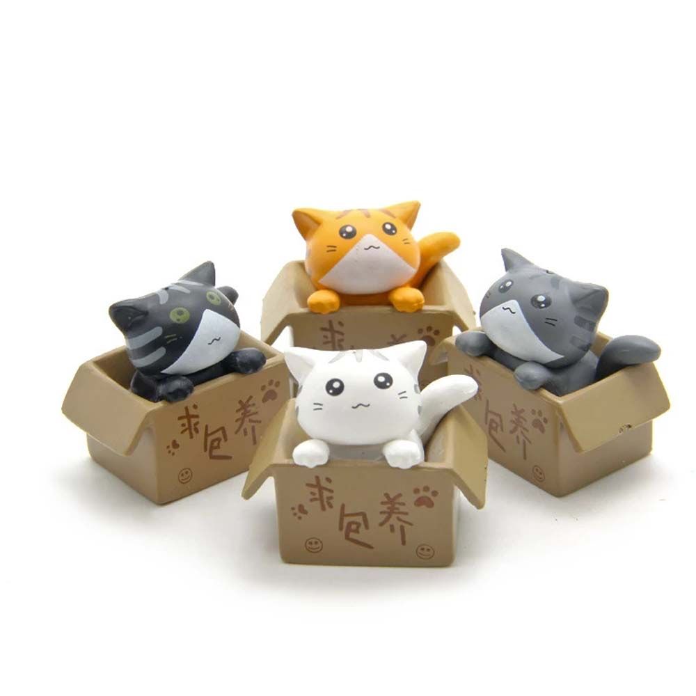 Statue Cute Kitten Ornament PVC Cartoon Car Figurine Kitty Model Poor Box Cat Small Statue