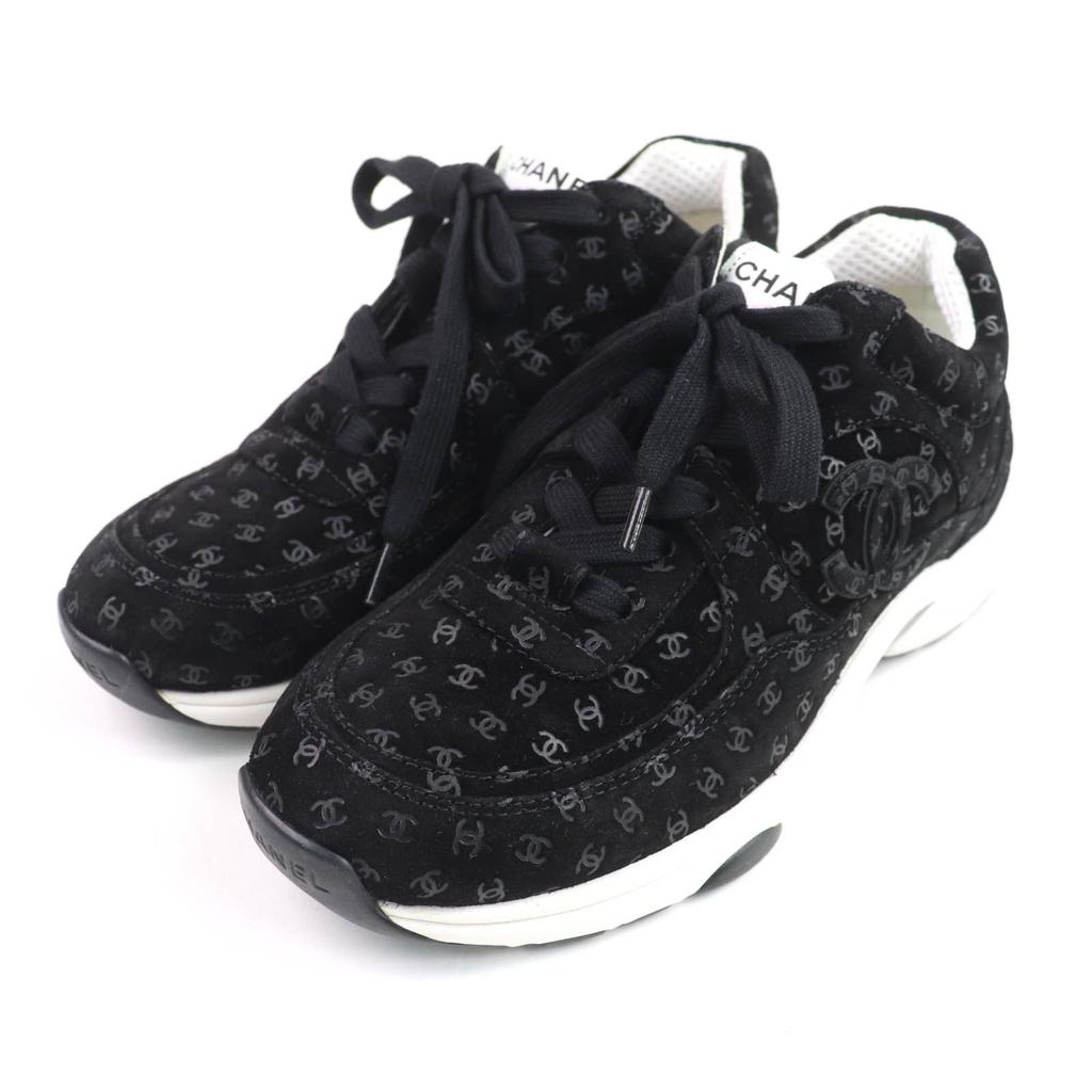 Отличные кроссовки CHANEL черные замшевые женские 37 G39230 Б/У