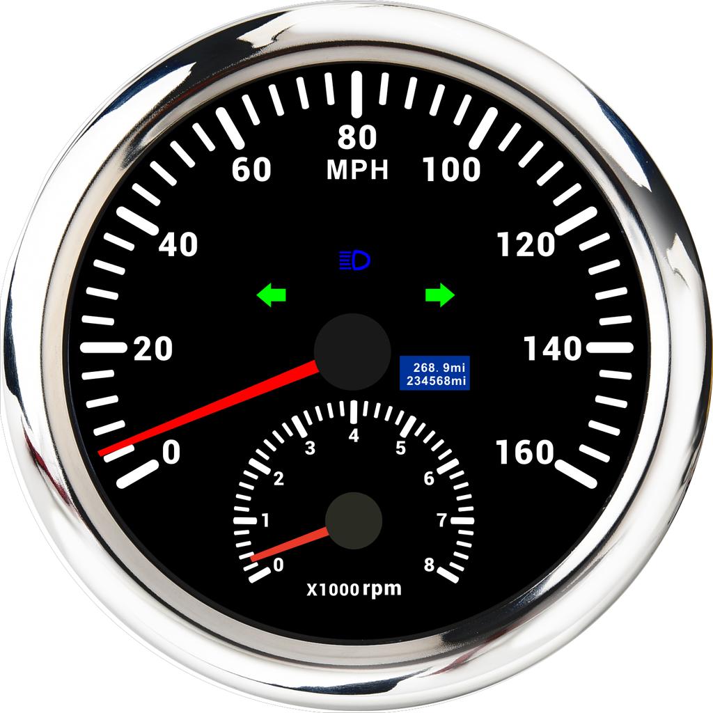 110 мм автоматический спидометр тахометр 2 в 1 цифровой датчик скорости с GPS антенной 0 ~ 8000 об / мин автомобильный одометр об / мин тахометр счетчик моточасов км / ч / миль / ч