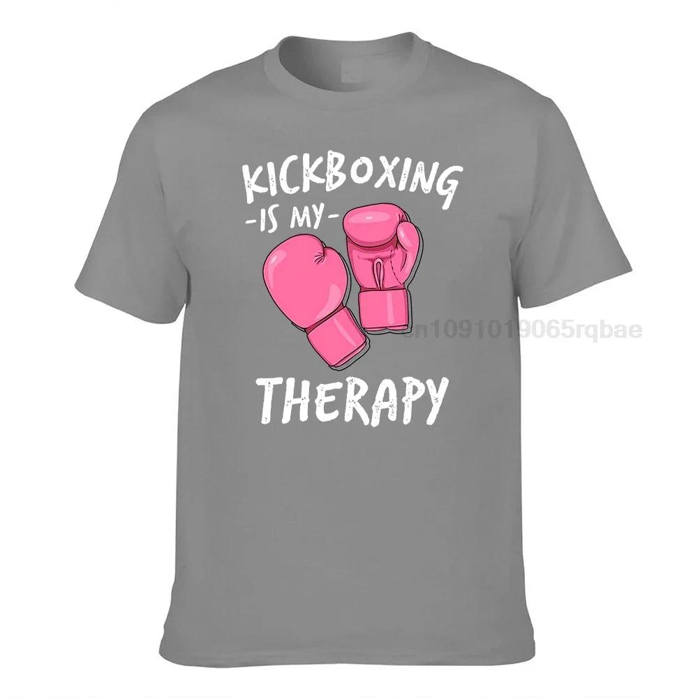 Kickboxing Is My Therapy Sweater Unisexs Hoodie Boxing Gift Unisex Tops Tees For Male Cotton Top Tshirts Normal High Quality