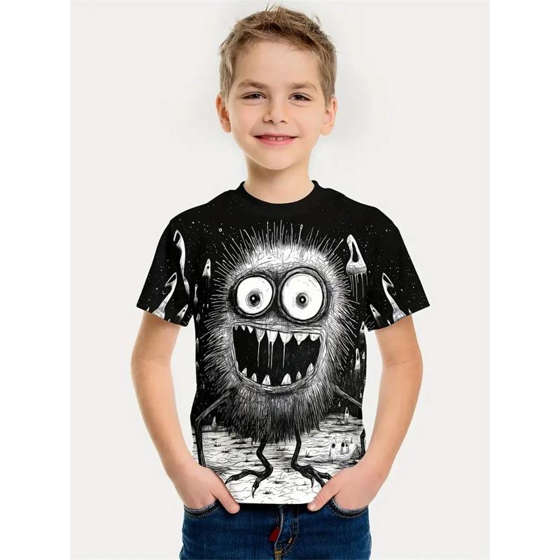 Летняя детская одежда для мальчиков с принтом 3D-кота, футболка с коротким рукавом, детская одежда, модная футболка для мальчиков, топ, футболка