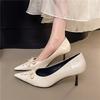 Мода Новый Стиль Женская Мода Женская Обувь Слипоны Женские Туфли на Высоком Каблуке Классика Платье Туфли-Лодочки Женские Острый Носок Тонкий Каблук Туфли с Бантом