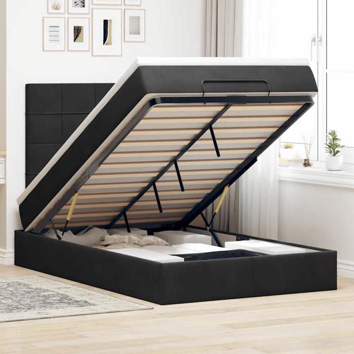 Maison Exclusive - Cadre de lit ottoman avec matelas noir 120x190 cm velours