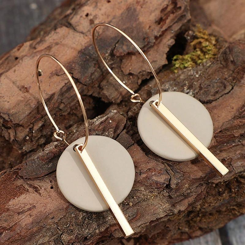 1 Pair Bohemian Minimalist Geometric Circle & Bar Shape Alloy Hoop Earrings, Fashion Multi-Color Alloy Earring Rings for Women, Gift