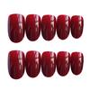 24X Red Wine Fake Nails Pure Color Round Head Nail Manicure Decor Back With Glue