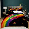 Rainbow Duvet Cover King/Queen Size LGBT Abstract Rainbow Heart Bedding Set for Girls Women Colorful Lines Soft Quilt Cover