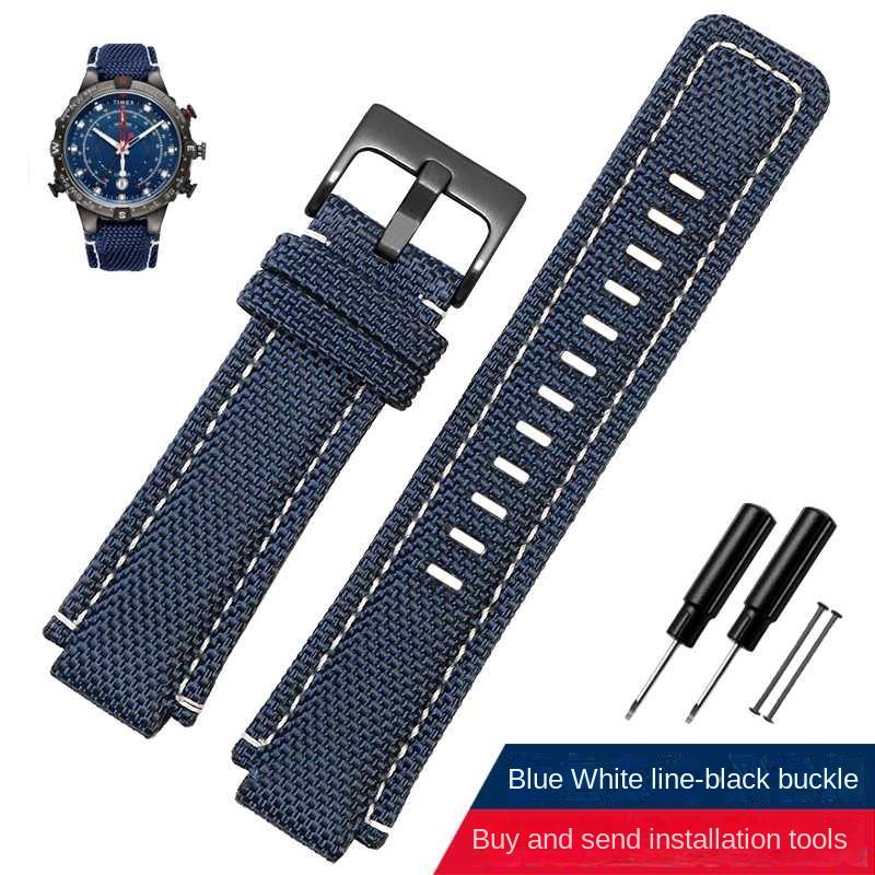 24*16 мм Для TIMEX Приливный Холщовый Выпуклый Ремешок Мужской Браслет с Компасом Серии T2N721 T2N720 TW2T76500 TW2T76300 Нейлоновый Ремешок для Часов