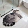 40*60cm Cute Cat Crystal Velvet Floor Mat Russian Blue Ginger Cat Bathroom Carpet Water-absorbing Abrasion-resistant