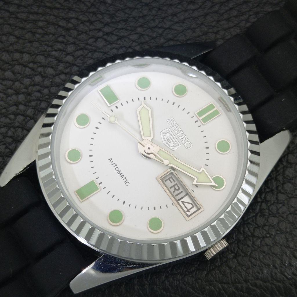 ВИНТАЖНЫЕ АВТОМАТИЧЕСКИЕ ЧАСЫ SEIKO 5 ВОССТАНОВЛЕННЫЕ ЯПОНИЯ МУЖСКИЕ БЕЛЫЙ ЦИФЕРБЛАТ a444289-1