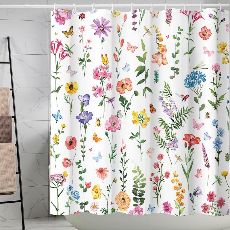 Flower Leaf Bathroom Thickened Waterproof And MildewProof Shower Curtain Design