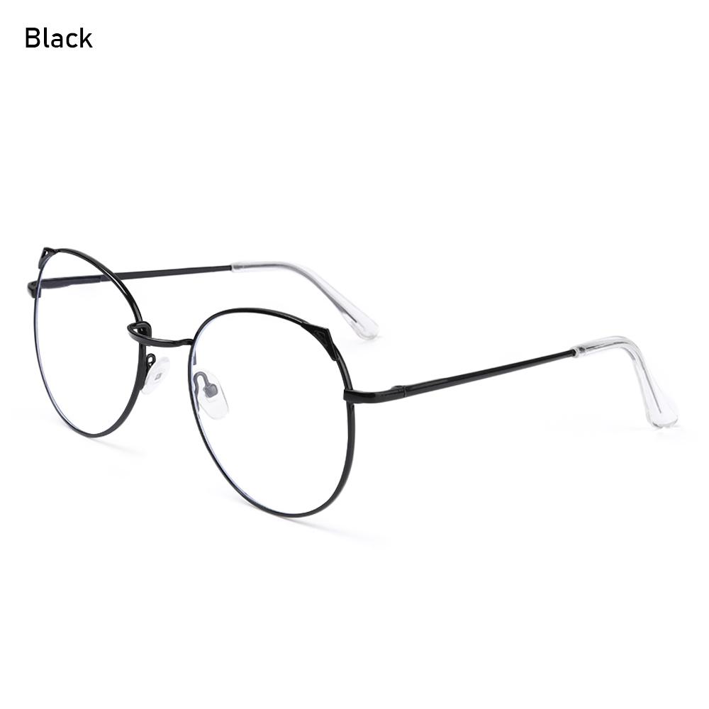 Trendy Office Anti Blue Light Glasses for Women Cute Cat Ears Eyewear Blue Rays Blocking Eyewear Classic Metal Frame Eyeglasses