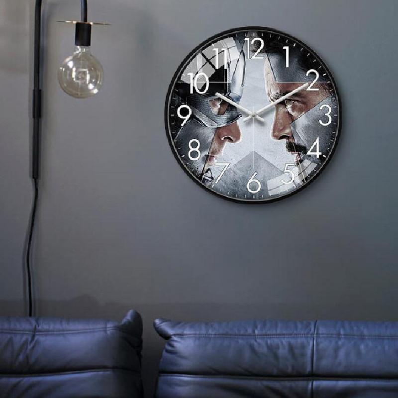 Marvel Captain America Iron Man Spider Man Pattern Wall Clock For Kids Room Decor