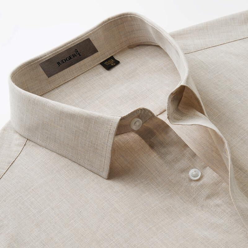 Мужская рубашка Zhuangji из смесовой льняной ткани в стиле business casual