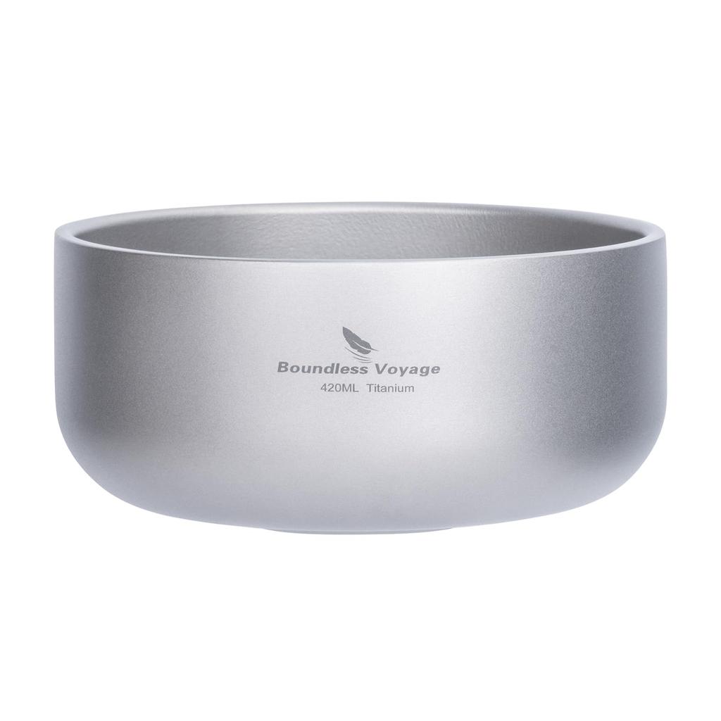 Boundless Voyage Titanium Titanium Ideal for Outdoor and Includes Storage Bag Bowl, Double-Walled, Heat-Resistant, Lightweight, Tableware, Hiking,