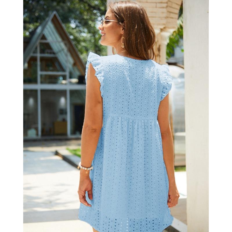 YYFS Женская мода лето весна однотонный принт без рукавов с v-образным вырезом и высокой талией повседневные платья