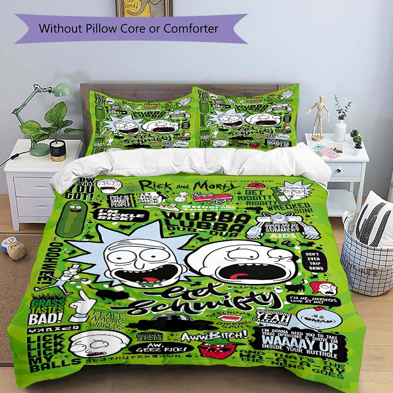Rick Morty Mashup Stickers Print 3Pcs Bedding Setduvet Cover With 2 Bedropillowcase Home Birthday Gift