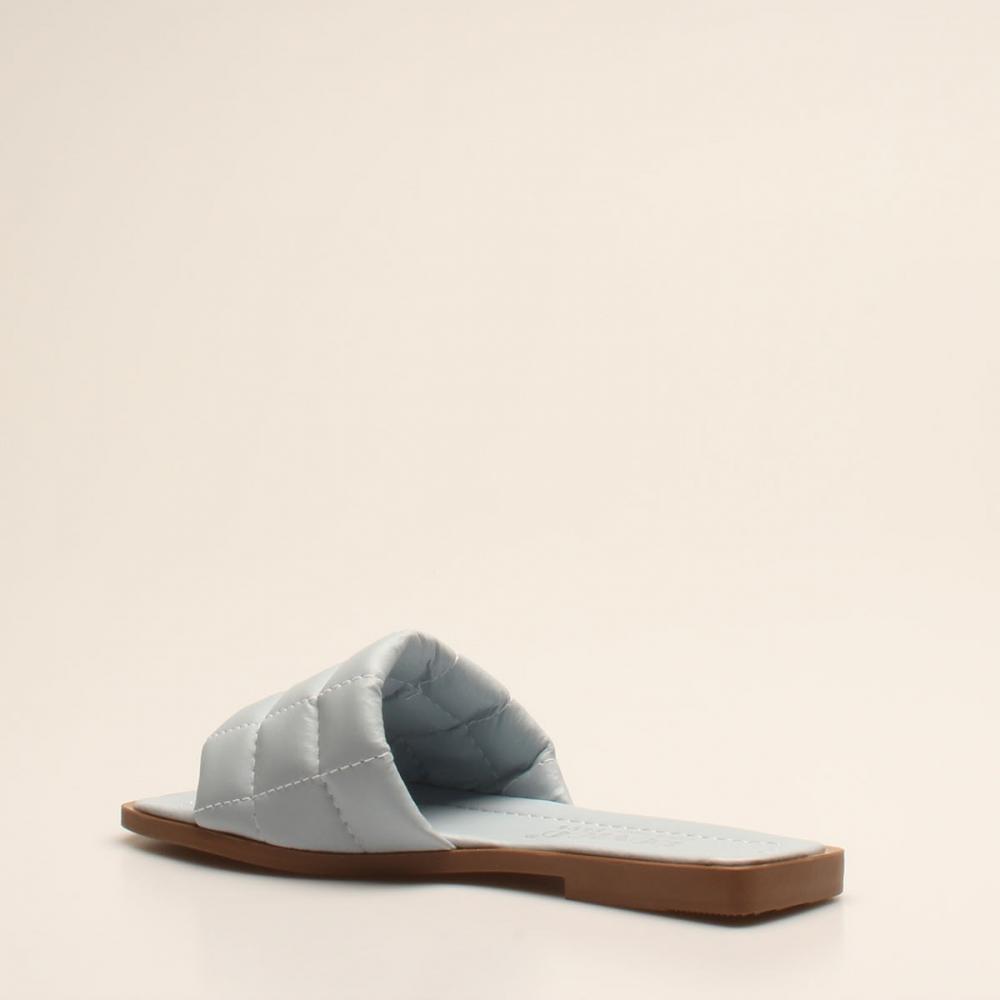 Синие кожаные женские тапочки