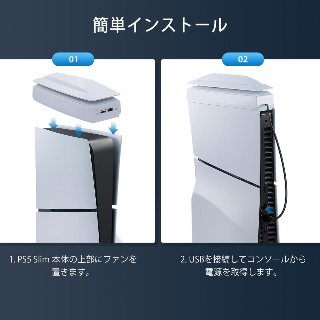 Mcbazel Новый верхний охлаждающий вентилятор PS5 Slim Верхний охлаждающий вентилятор Нестандартный дизайн Защита от пыли RGB-подсветка Несовместим с PS5 Pro Белый Антитермический -