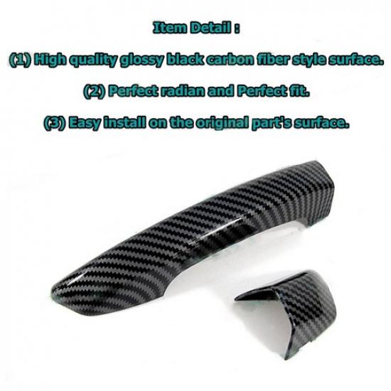 Glossy Carbon Fiber Cover Trim For 2010-14 VW GTI Hatchback 4D Side Door Handle