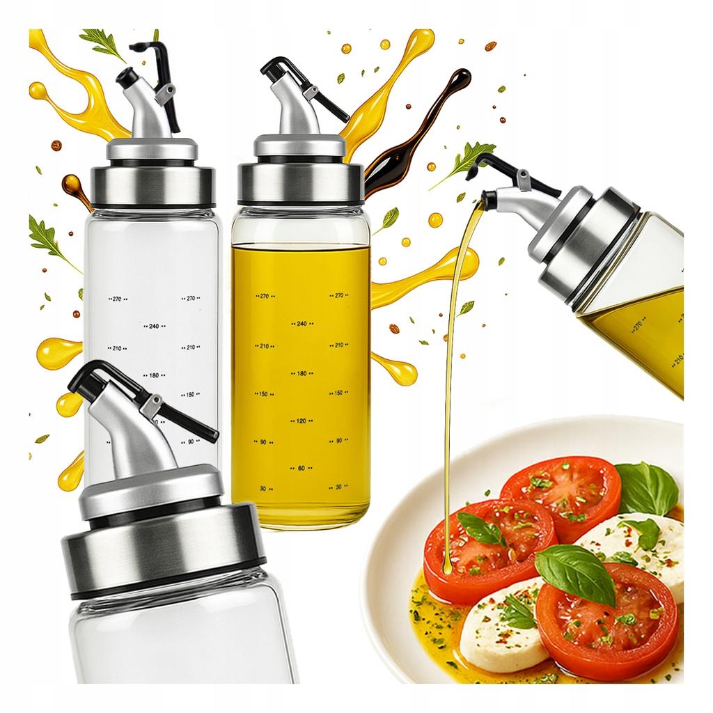 Glass dispenser with a scale of 300 ml for olive oil, sauces, spices, etc.