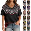 Women's T-Shirt V Neck Short Sleeve Print Casual Loose T-Shirt Top