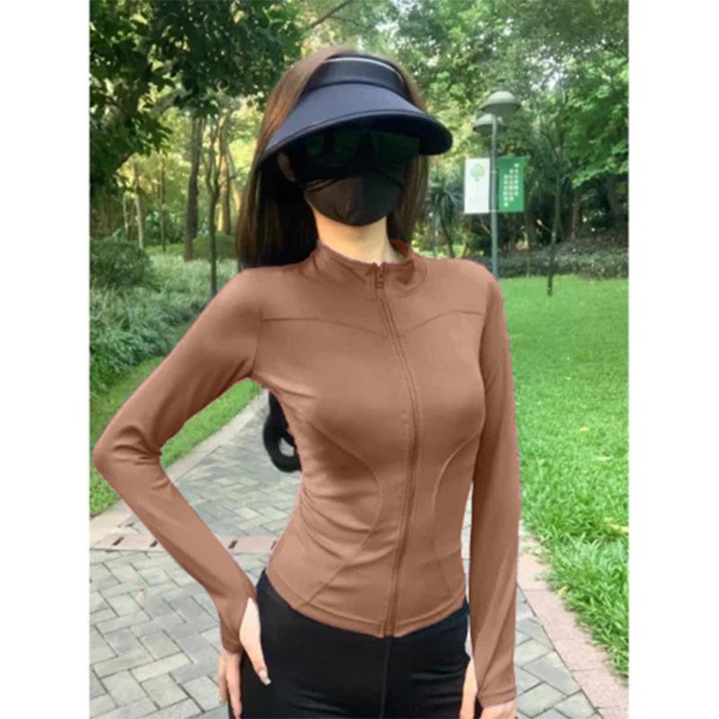 Sunscreen clothes, yoga clothes, women's zipper jackets, sports tops, slim-fitting long-sleeved outer wear, running professional training fitness