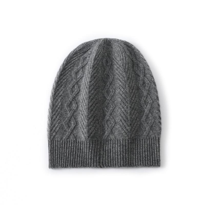 Autumn and winter new pure wool hat women's wool knitted threaded edge couple ear protection warm bald hat cold hat